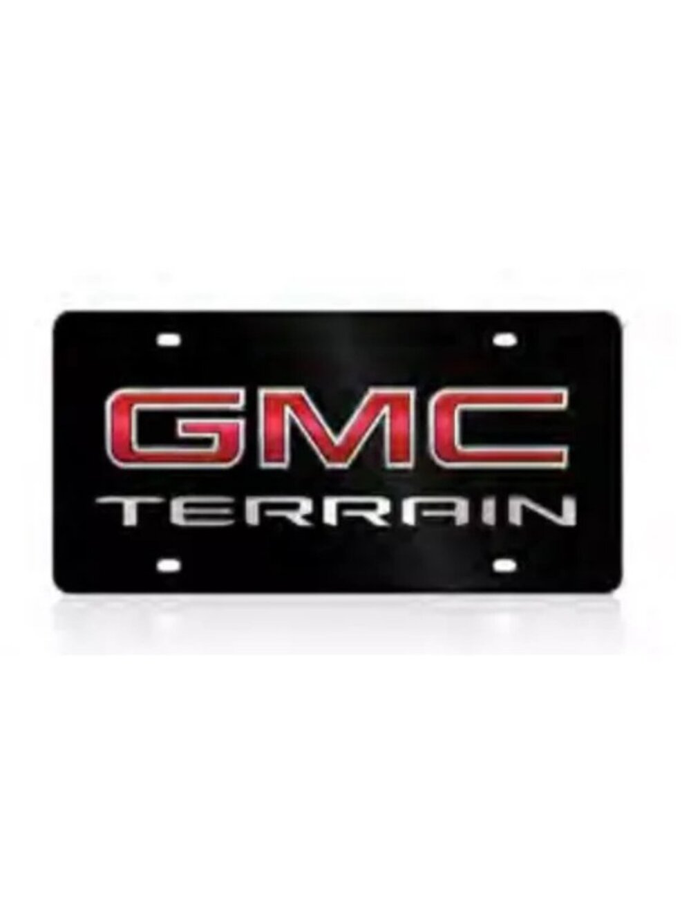 Black GMC Terrain Logo Red Fill Lazer Tag Etched Premium Acrylic License Plate